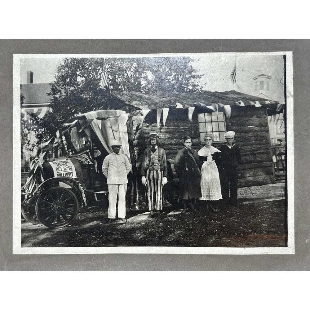 Antique Photo WW1 Soldier‎ Welcome Home Millbury Ma Uncle Sam Military Uniform
